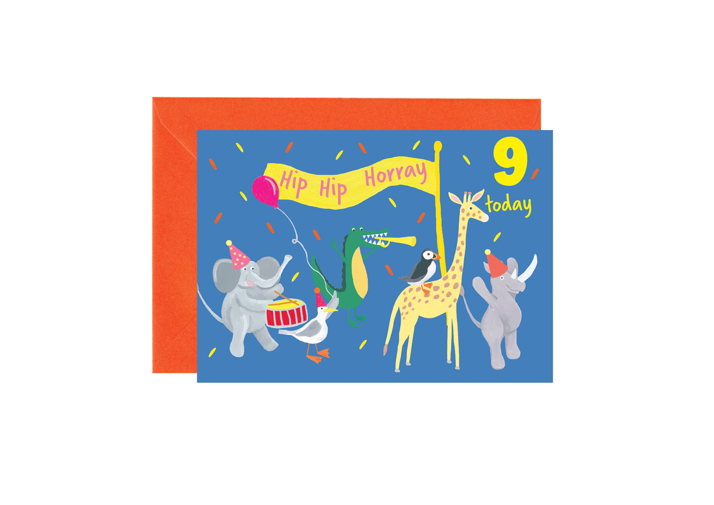 9 Today Party Animals Parade Birthday Card