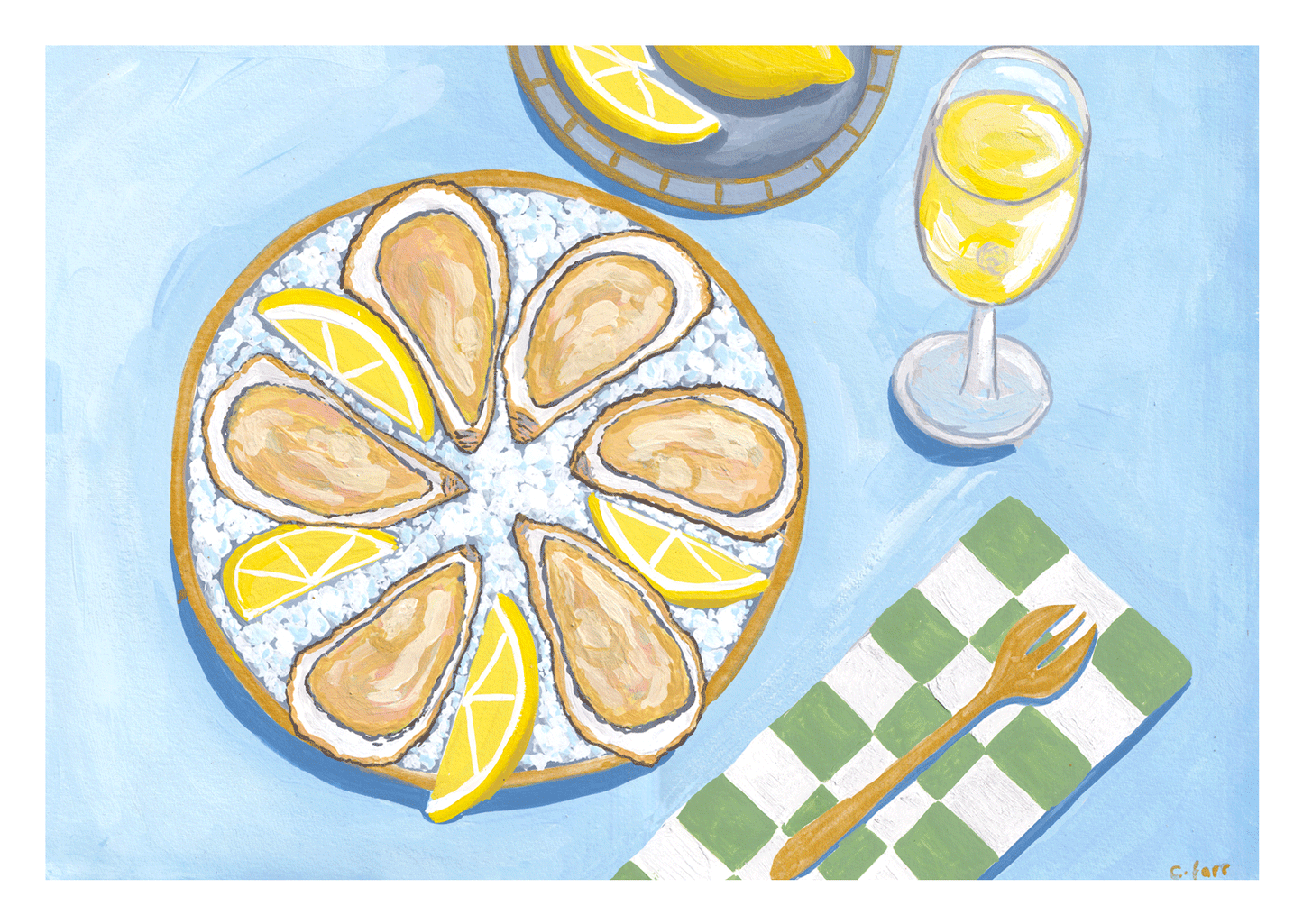Oysters and White Wine Print