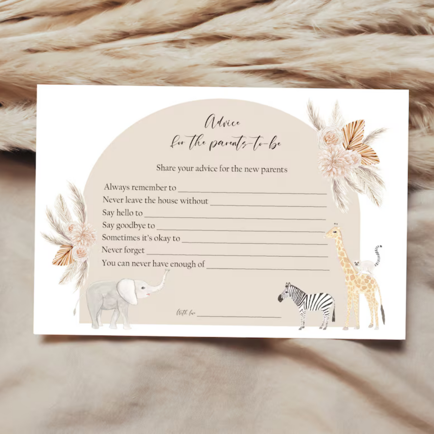 Boho Animal Baby Advice Cards