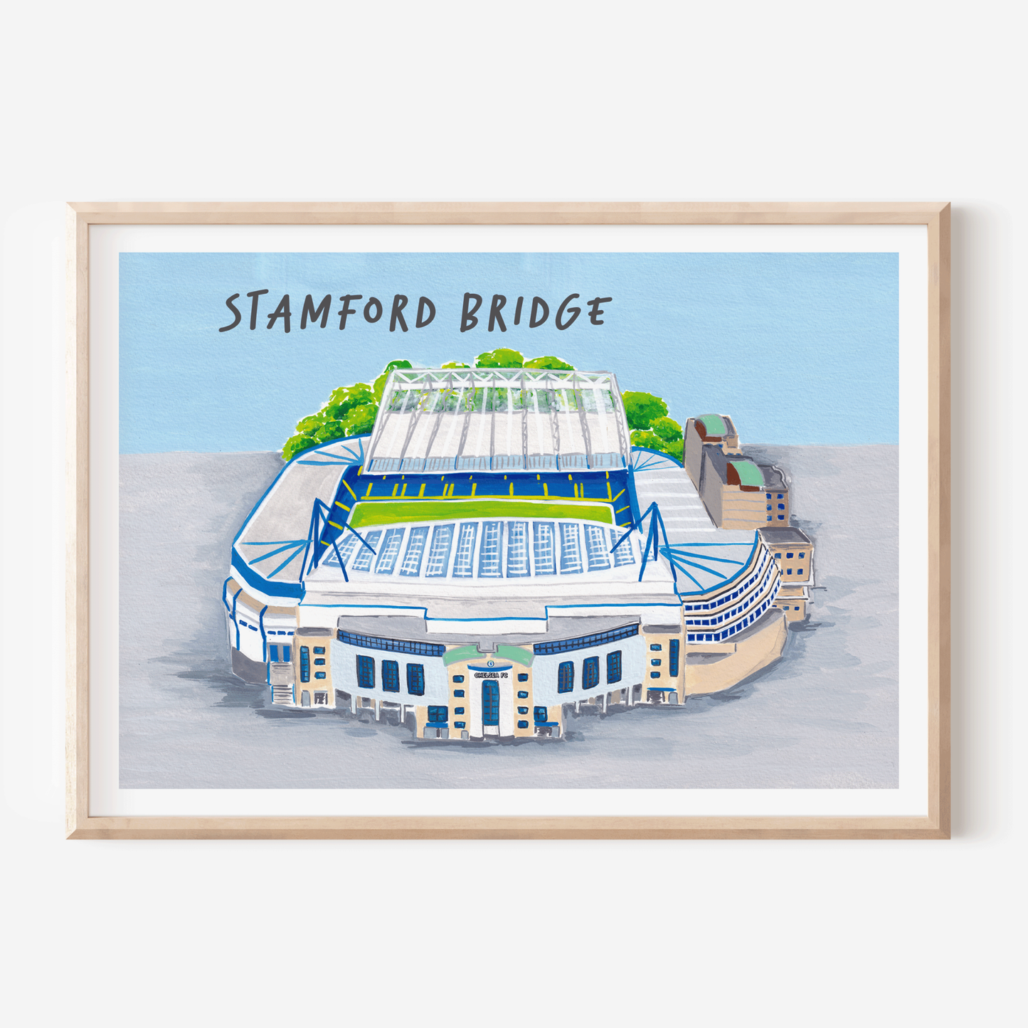Chelsea Stamford Bridge Print, painting of Chelsea stadium