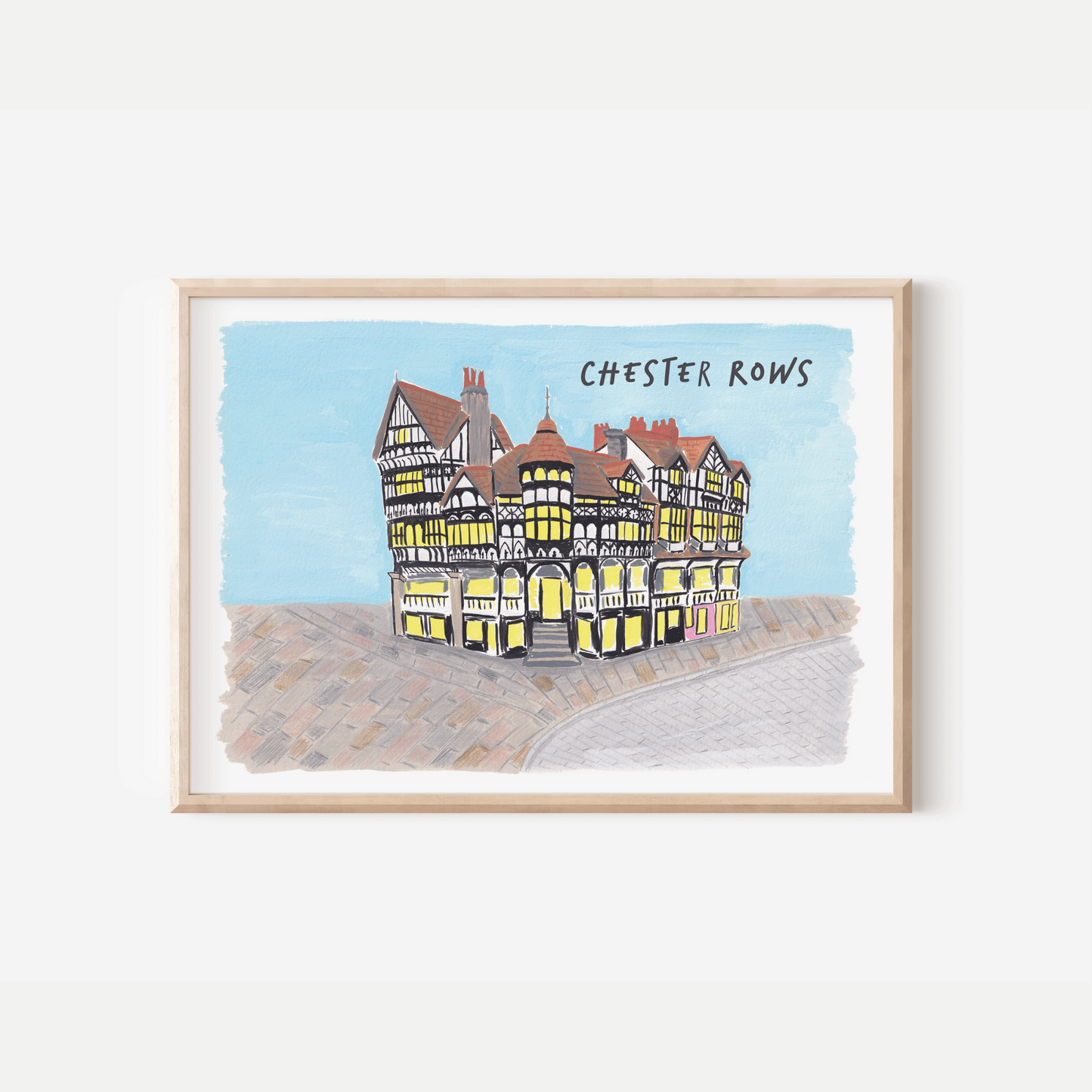 Chester art print. An art print of the iconic Chester Rows. Originally hand-painted by Charlotte Farr.