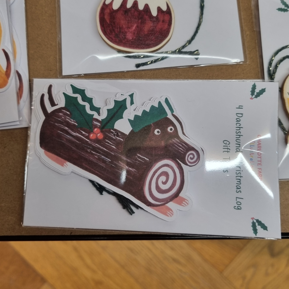 Dachshund As A Christmas Log Christmas Gift Tags