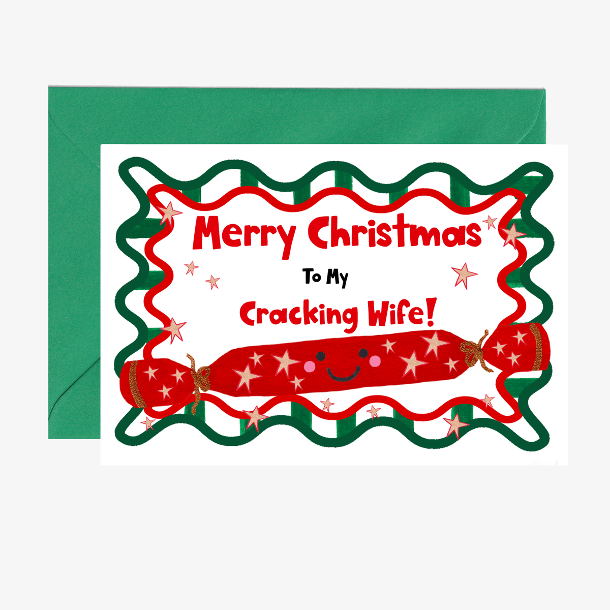 Cute Christmas Cracker Christmas Card For A Cracking Wife