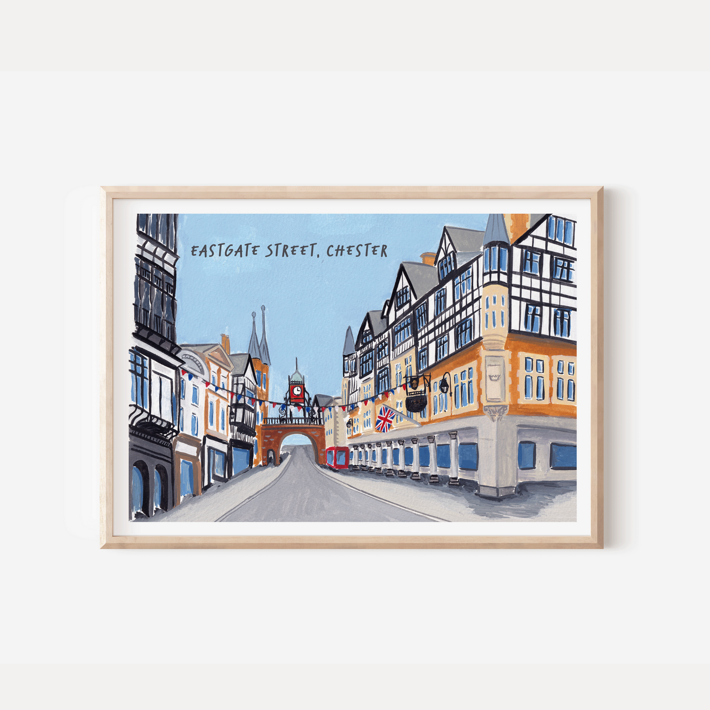 A painting of Eastgate Street in Chester