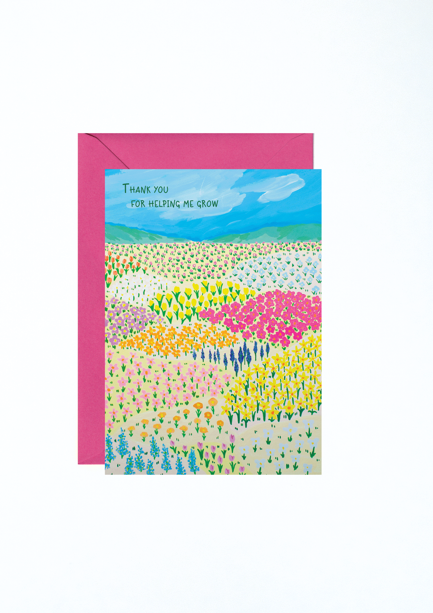 Flower Field Thank You For helping Me Grow Card