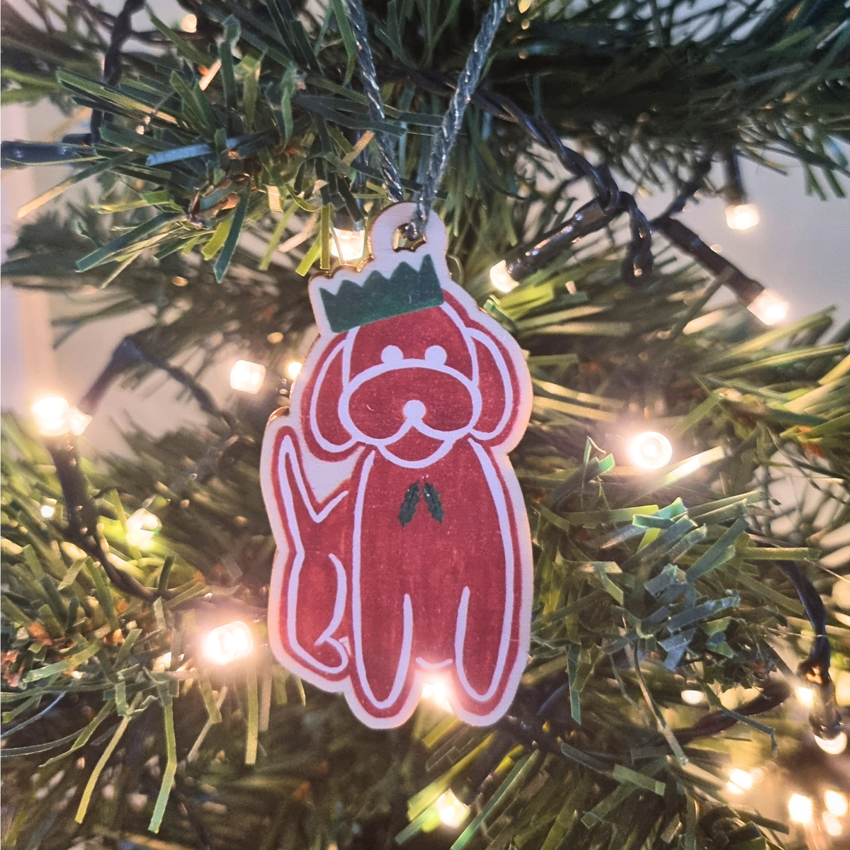 Wooden Golden Doodle Christmas tree decoration, gingerbread dog Christmas decoration