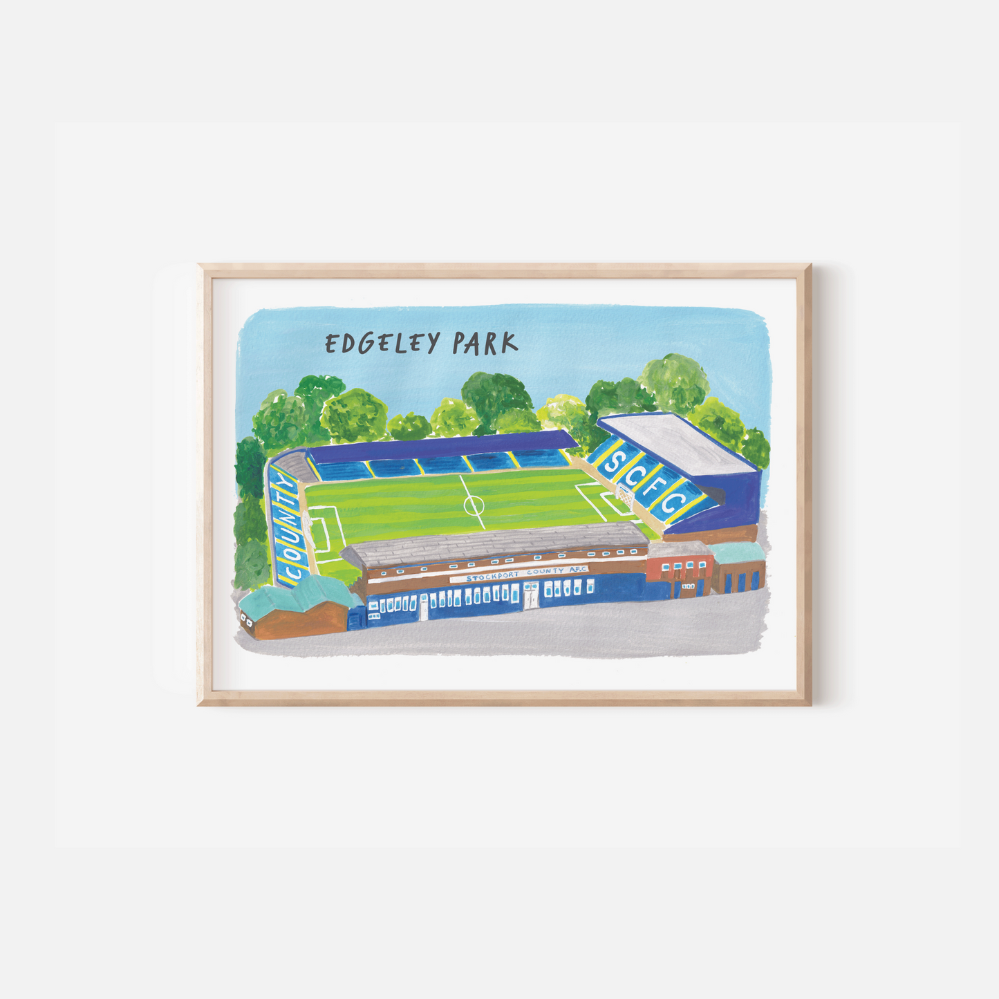 Stockport County Football Club Stadium Painting, Edgeley Park Print, Stockport County Print, Painting of Edgeley Park