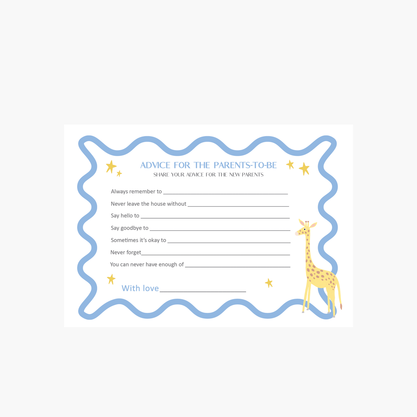 Giraffe Baby Advice Cards