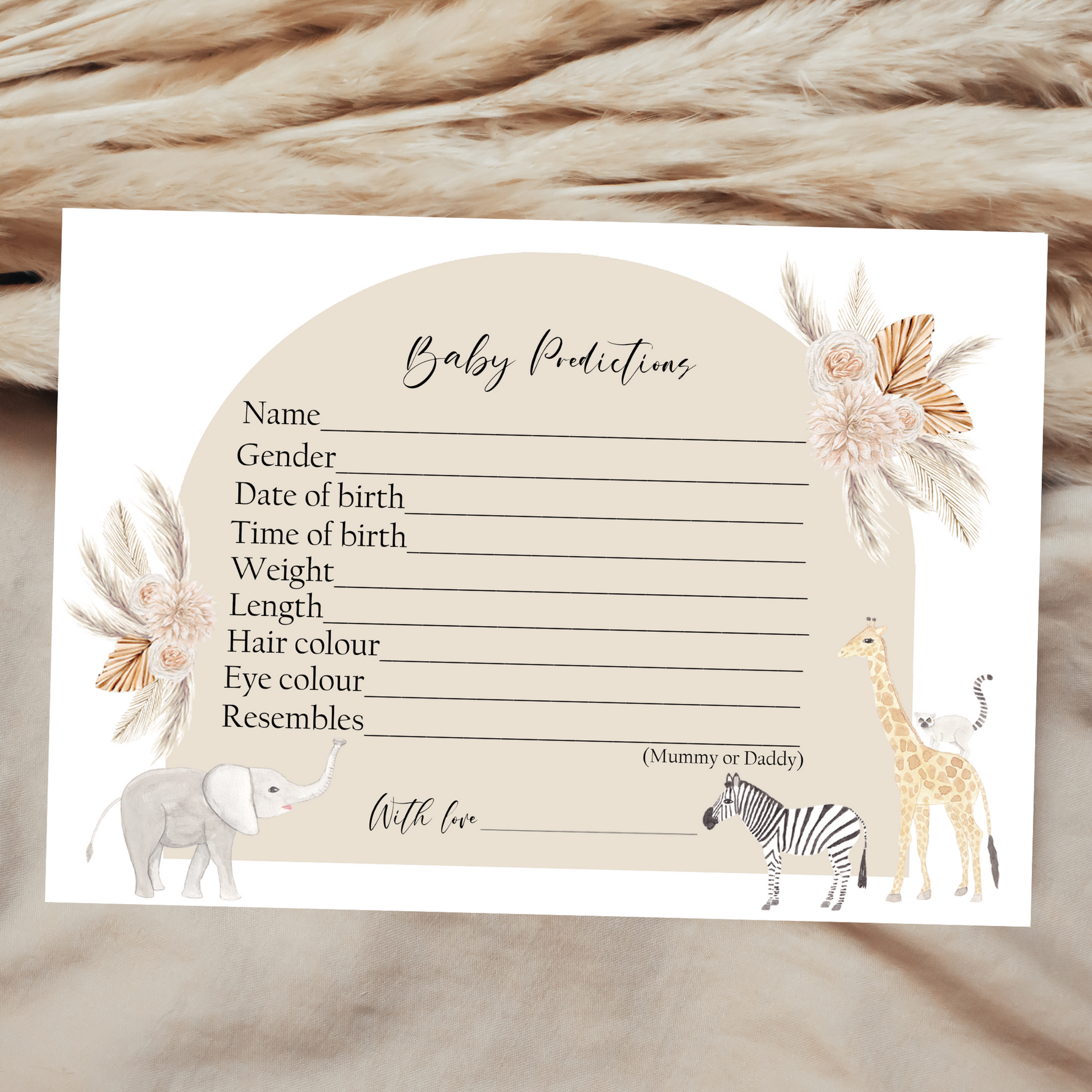 Boho Cow Baby Predictions & Advice Cards - Pack Of 30, Gender Neutral Baby Shower Game, Fun Activity For Guests, 5x7 Inch Cards