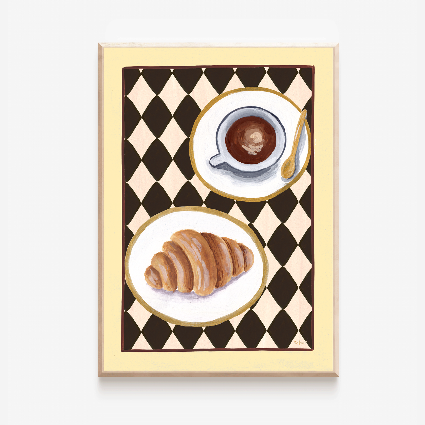 Coffee and Croissant Art Print
