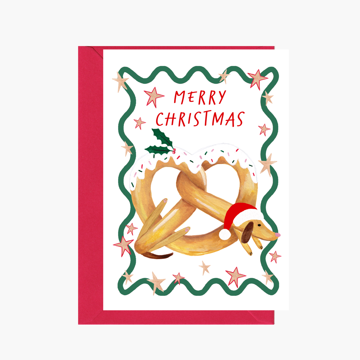 Dachshund As A Pretzel Christmas Card