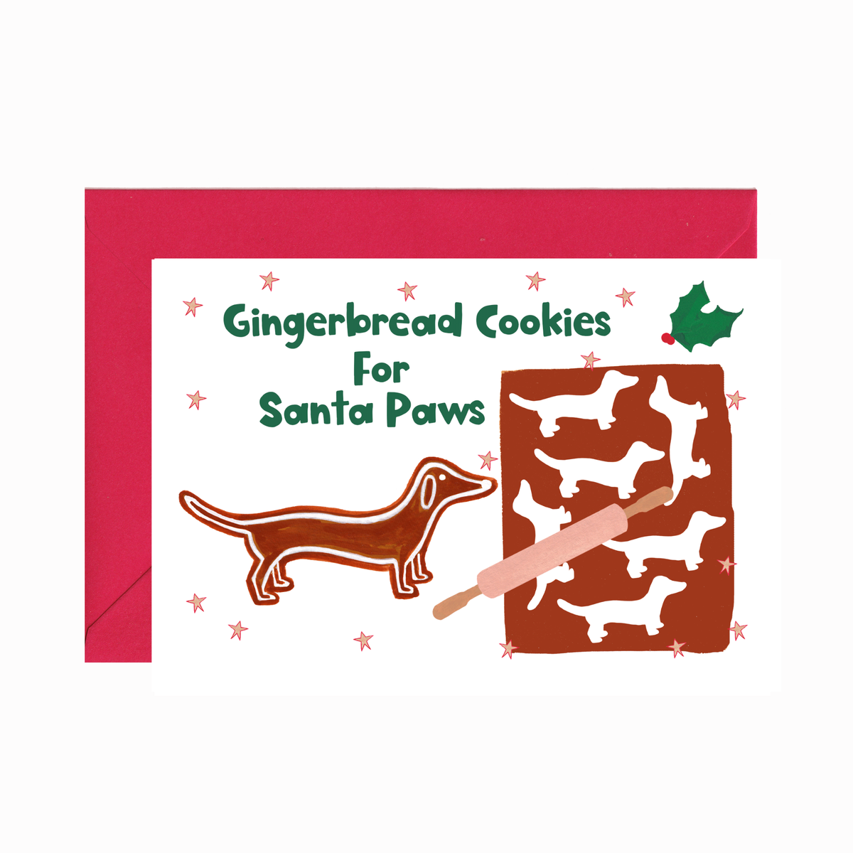 Dachshund Gingerbread Cookies For Santa Paws Christmas Card