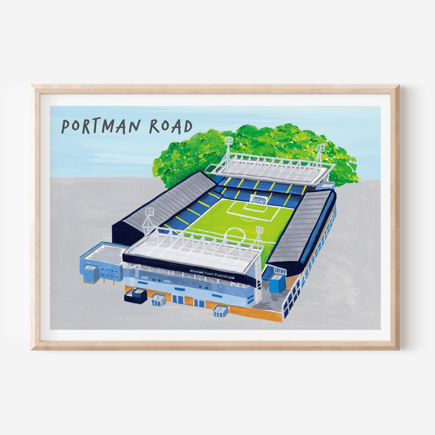 Art print of Portman Road stadium home of Ipswich Town Football Club. 