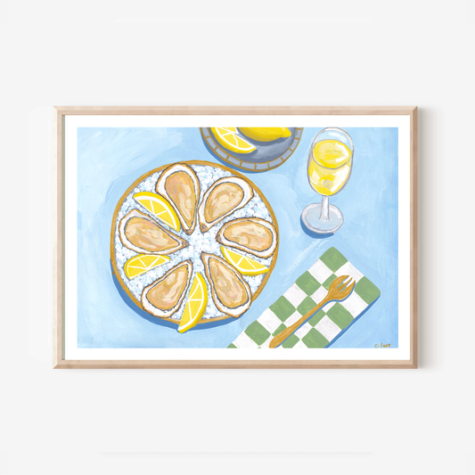 Oysters and White Wine Print