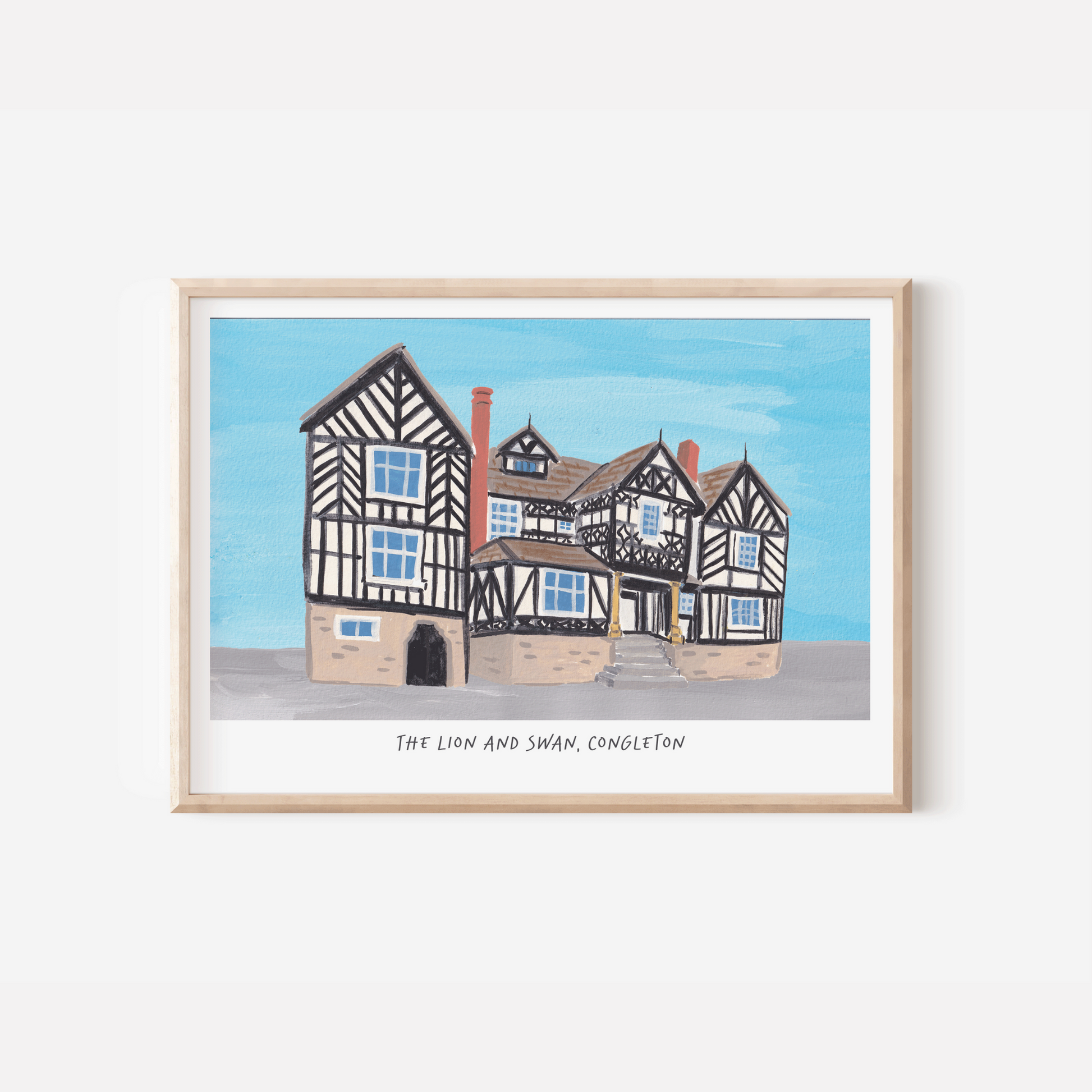 An art print of The Lion and Swan Hotel, Congleton. Congleton art print, Cheshire Art Print, Congleton gift, Congleton painting